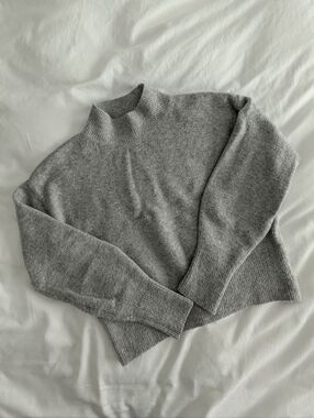 & Other Stories Wool Blend Heather Gray Mock Neck Sweater